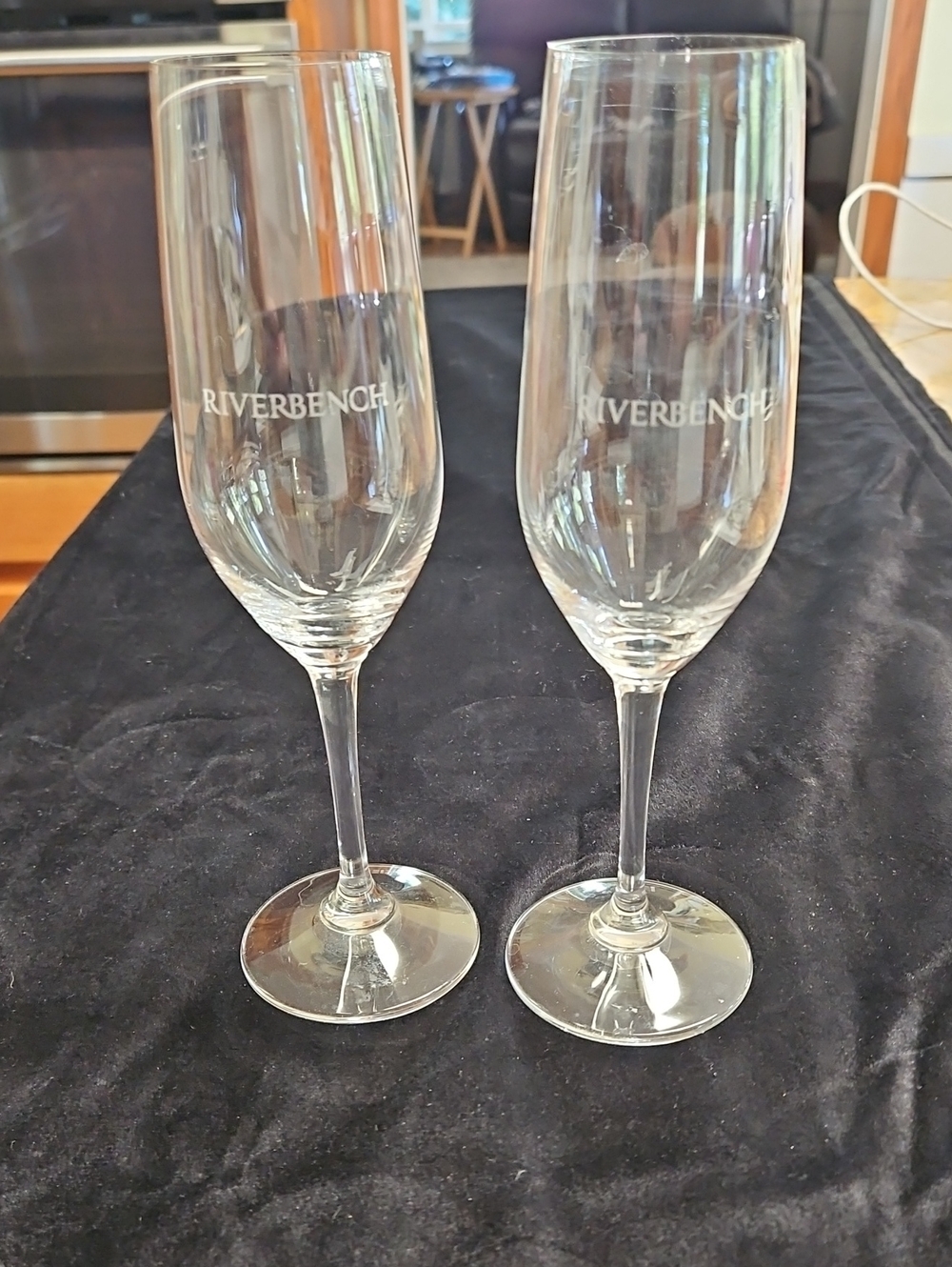 Riedel brand Riverbench Vineyard & Winery branded champagne flutes